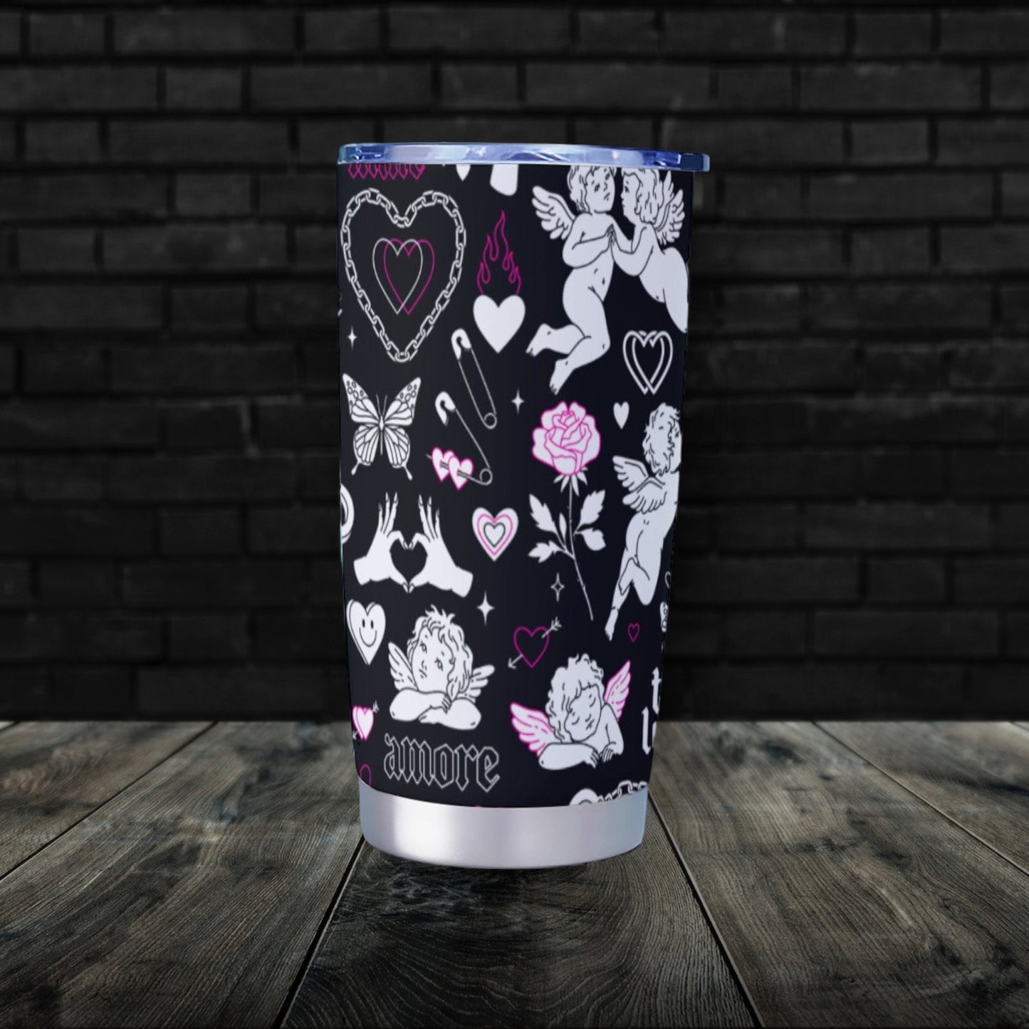 Emo Angels and Hearts Goth Tumbler – 20oz