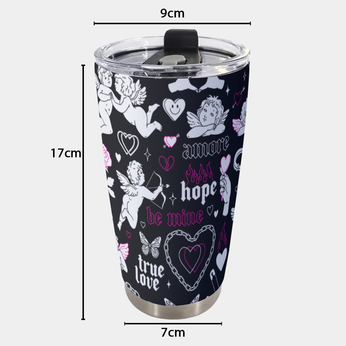 Emo Angels and Hearts Goth Tumbler – 20oz