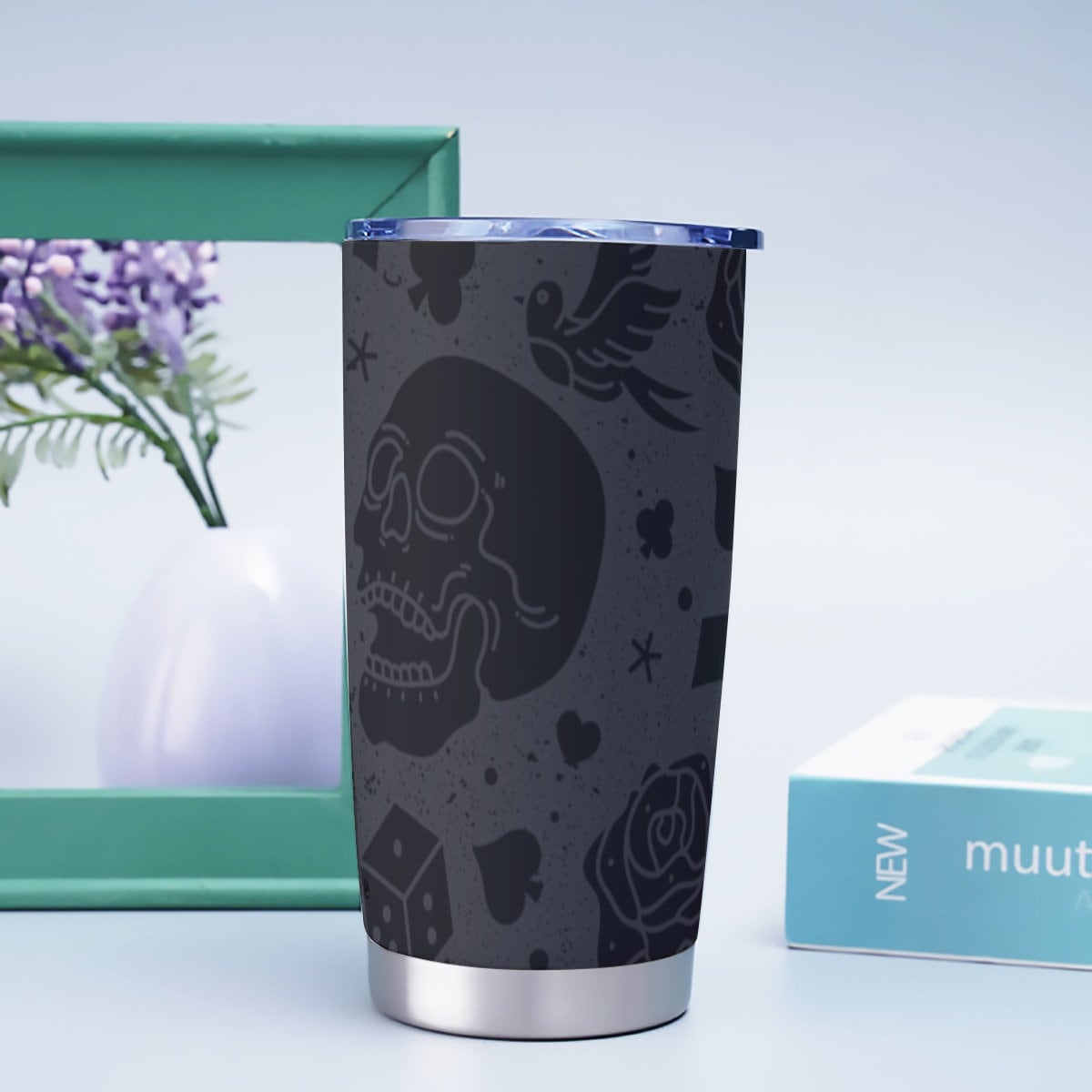 Grey Skull Goth Tumbler – 20oz