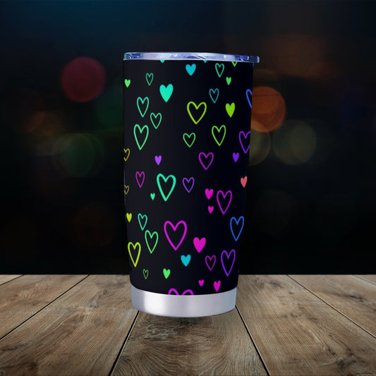 Neon Hearts Black Goth Tumbler – 20oz