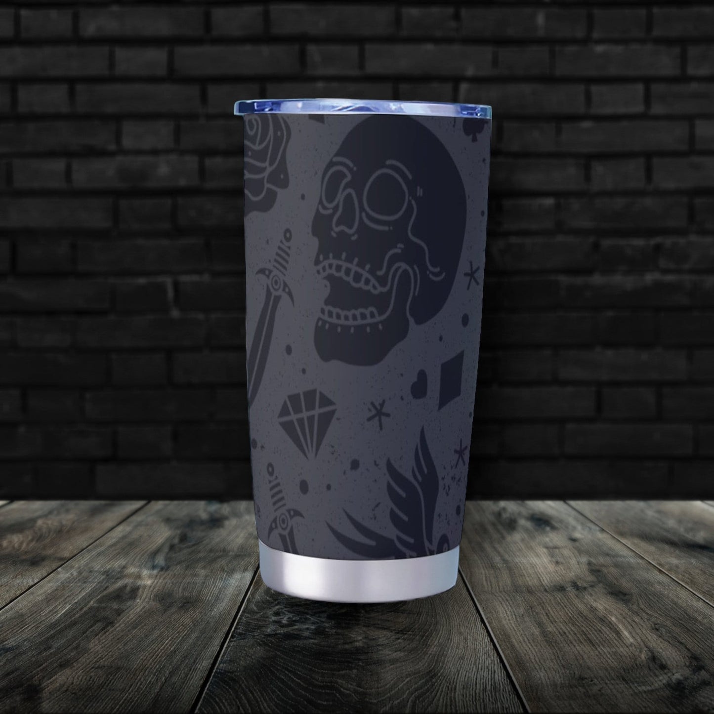 Grey Skull Goth Tumbler – 20oz