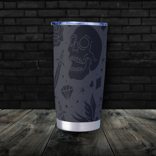 Grey Skull Goth Tumbler – 20oz