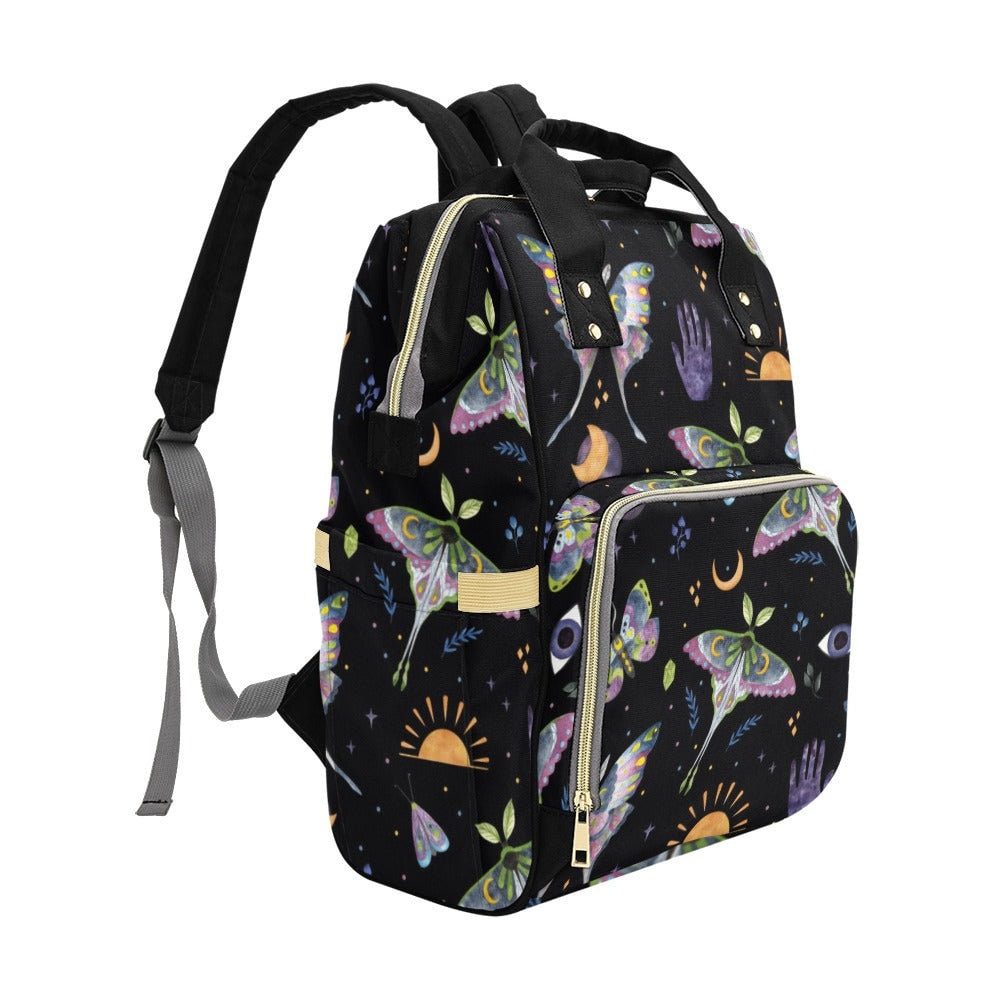 Celestial Butterflies Diaper Bag, Forestcore Diaper Backpack, Dark Cottagecore Baby Bag, Witchy Diaper Bag, Witchcore Baby Fairy Grunge Mama