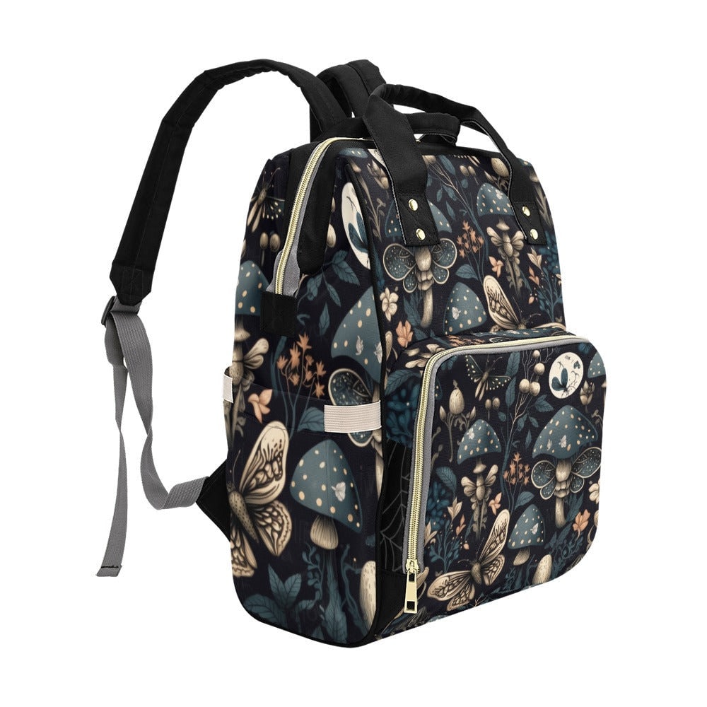 Dark Fairy Forest Diaper Bag, Forestcore Diaper Backpack, Dark Cottagecore Baby Bag, Witchy Diaper Bag, Forest Creatures Goblincore Baby Bag