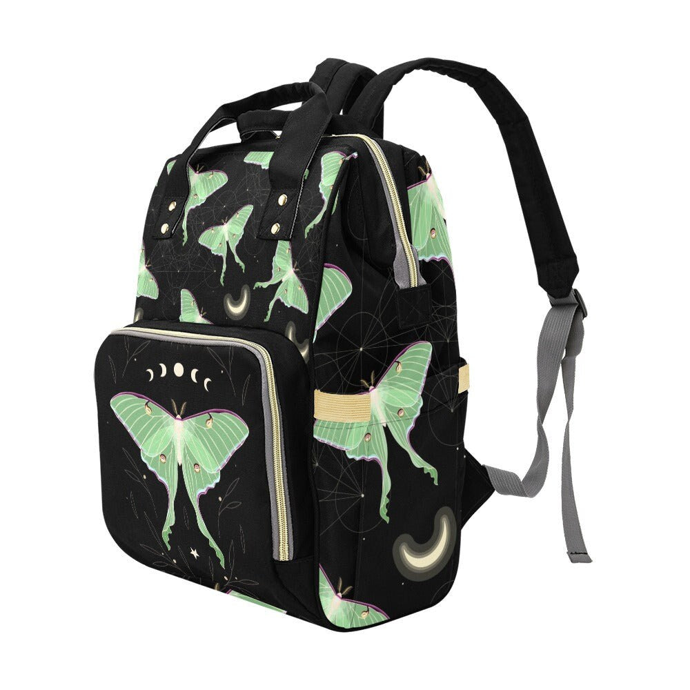 Moth Moon Phase Diaper Bag Back pack, Cute Organized Baby Bag, Witchy Giant Mom Bag, Cute Mommy Diaper Bag, baby packing bag