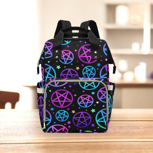 Occult Pentagram Neon Backpack Goth Baby Stuff Goth Baby Bag Creepy Cute Pastel Witchy Nappy Bag Spooky Emo Diaper Bag Witchy Mom Baby Gear