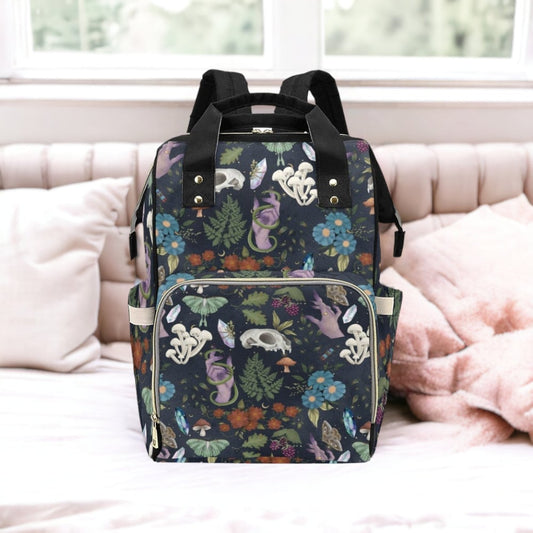Woodland Forest Witchy Diaper Nappy Bag Goth Baby Bag Goth Backpack Goth Purse Baby Stuff Gothic Baby Stuff Horror Spooky Nursery Skull Baby