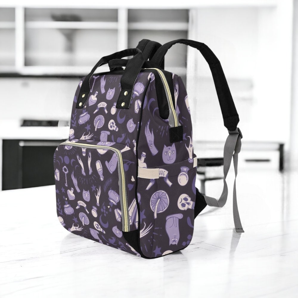 Vintage Mushroom Skull Backpack Goth Baby Stuff Goth Baby Bag Creepy Cute Pastel Witchy Nappy Bag Spooky Emo Diaper Bag Witchy Mom Baby Gear