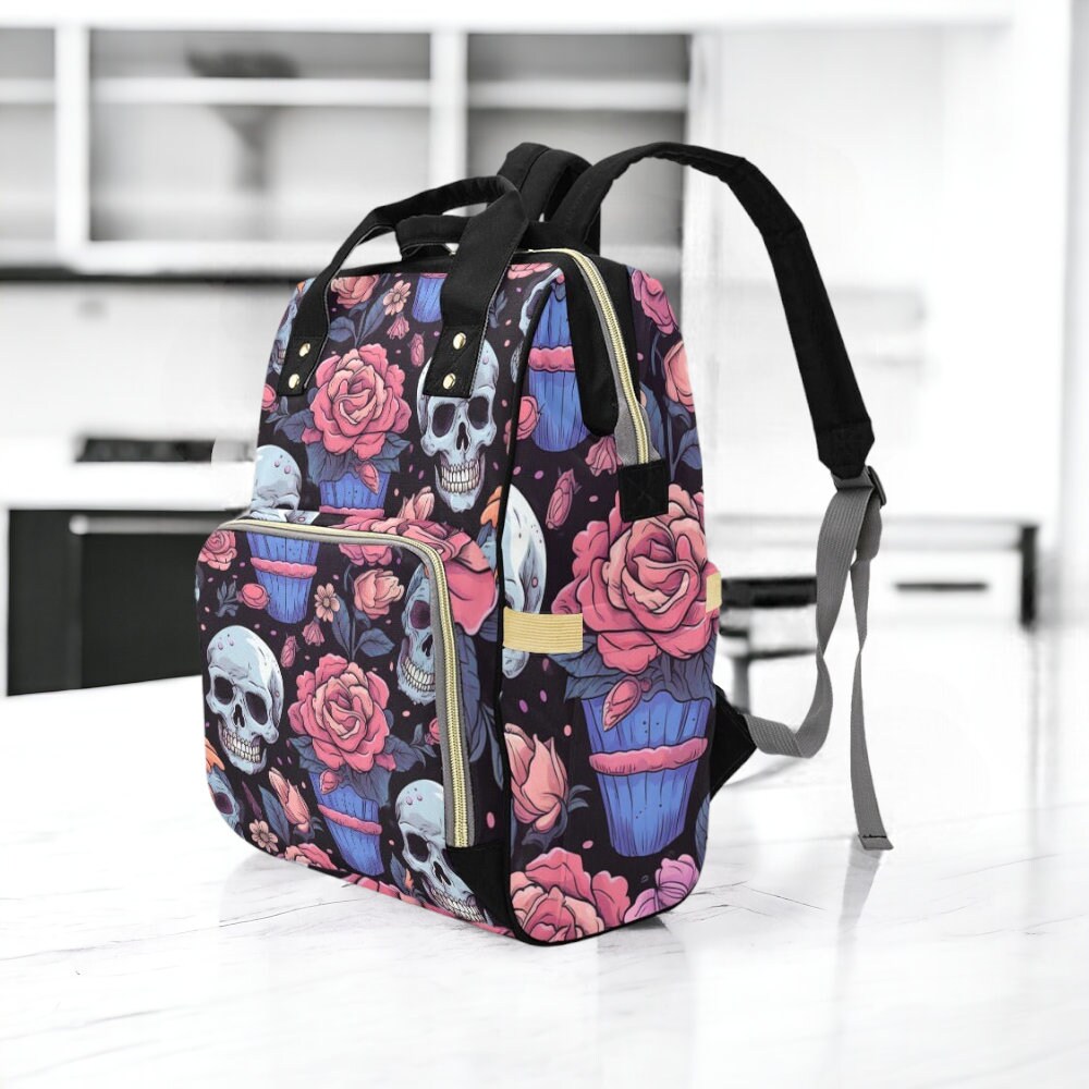 Vintage Skull Diaper Bag, Dark Anatomy Diaper Bag, Whimsigoth Baby Accessories, Dark Academia Baby Bag Alternative Mom Backpack Diaper Bag