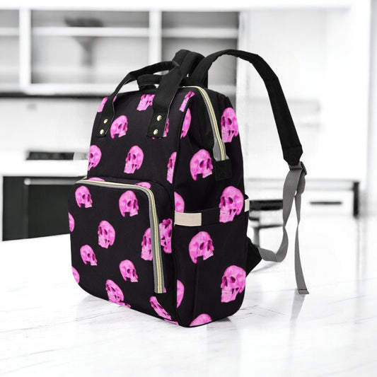 Neon Skull Baby Diaper Nappy Bag Goth Baby Bag Goth Backpack Goth Purse Goth Baby Stuff Gothic Baby Stuff Horror Spooky Nursery Skull Baby