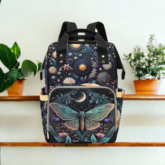 Celestial Butterflies Diaper Bag, Forestcore Diaper Backpack, Dark Cottagecore Baby Bag, Witchy Diaper Bag, Witchcore Baby Fairy Grunge Mama