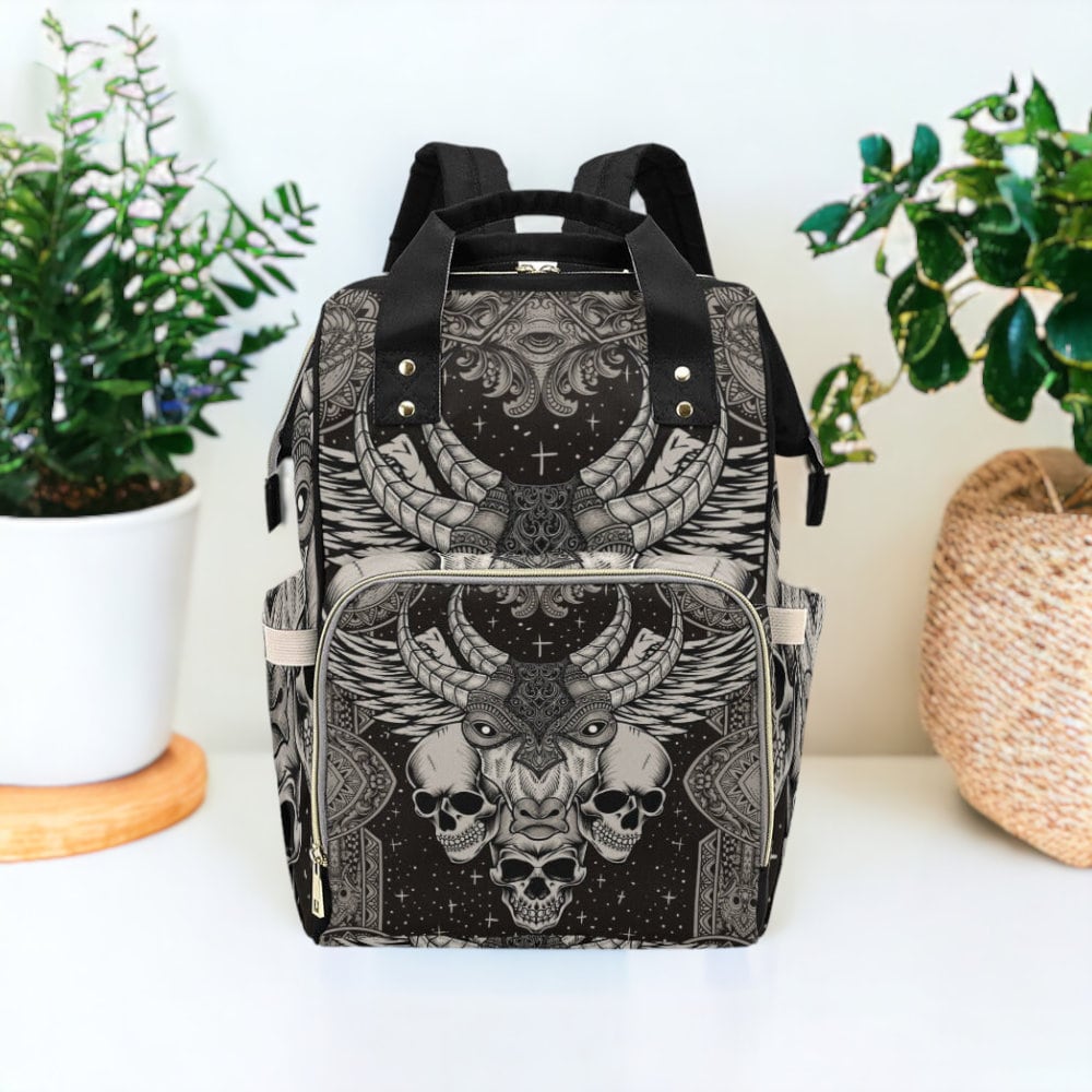 Goth Diaper Bag Backpack Bats Cute Witchy Baby Shower Gift Insulated Travel Bottle Cooler Gothic Moms Dads New Parents Newborns
