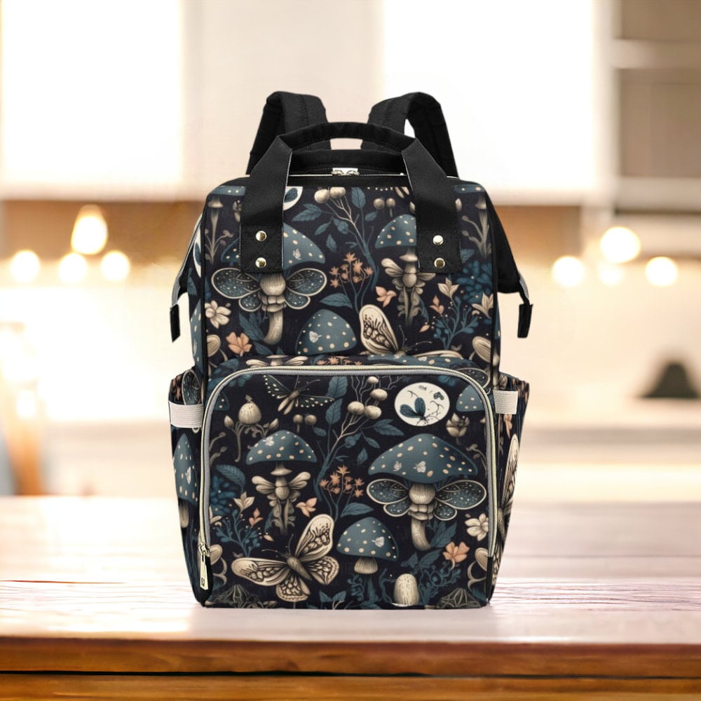 a backpack sitting on top of a wooden table