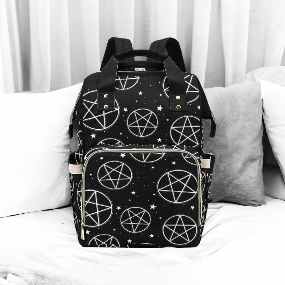 Occult Pentagram Black Backpack Goth Baby Stuff Goth Baby Bag Creepy Cute Pastel Witchy Nappy Bag Spooky Emo Diaper Bag Witchy Mom Baby Gear