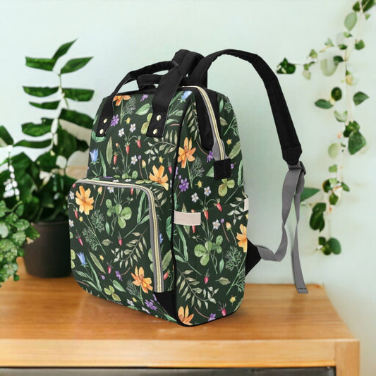 Wildflower Diaper Bag | Diaper Backpack | Cottagecore Diaper Bag | Woodland Diaper Bag | Witchy Diaper Bag | Floral Diaper Bag | Baby Shower
