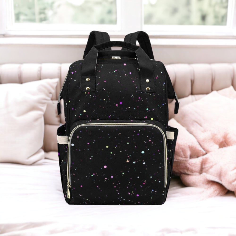 Rainbow Splatter Diaper Nappy Bag Goth Baby Bag Goth Backpack Goth Purse Goth Baby Stuff Gothic Baby Stuff Horror Spooky Nursery Skull Baby
