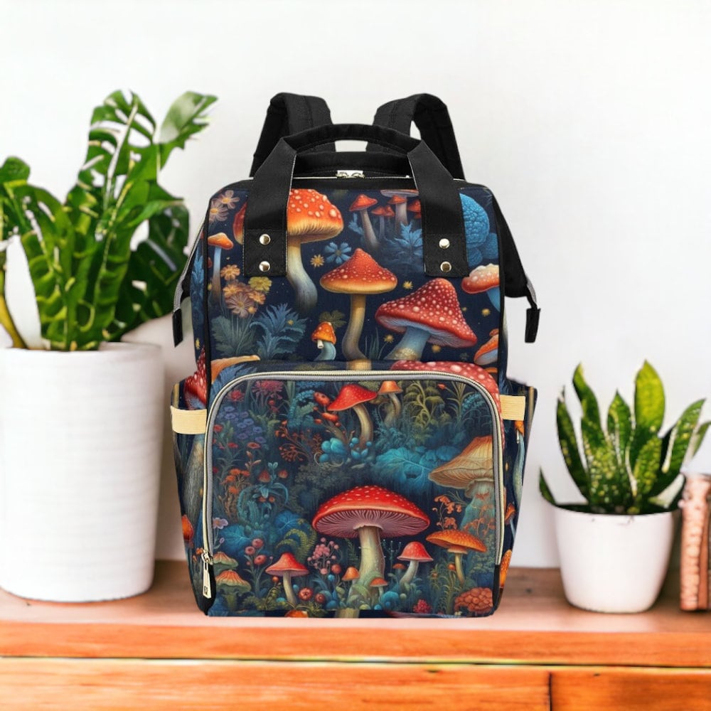 a backpack sitting on top of a wooden table