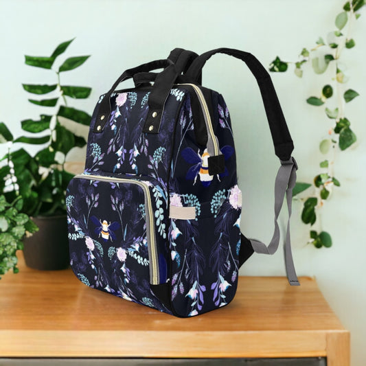 Bee Diaper Bag Backpack Celestial Witchy Goth Baby Shower Gift Idea Insulated Travel Bottle Cooler Boho Moms Dads New Parents Newborn