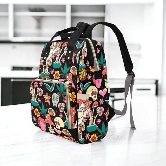 Mushroom Skull Baby Diaper Nappy Bag Goth Baby Bag Goth Backpack Goth Purse Goth Baby Stuff Gothic Baby Stuff Horror Spooky Nursery Baby