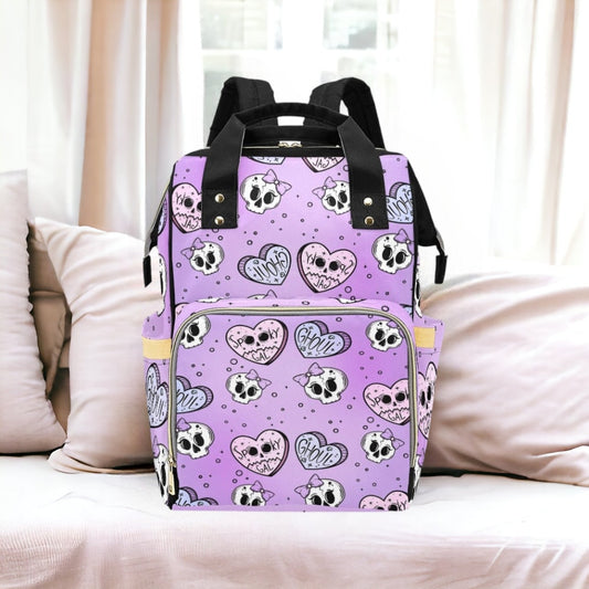 Pastel Emo Hearts Skulls Diaper Bag Mystic Symbols Diaper Bag Pastel Goth Girl Nappy Bag Alternative Moms Witchcore Diaper Bag Goth Baby