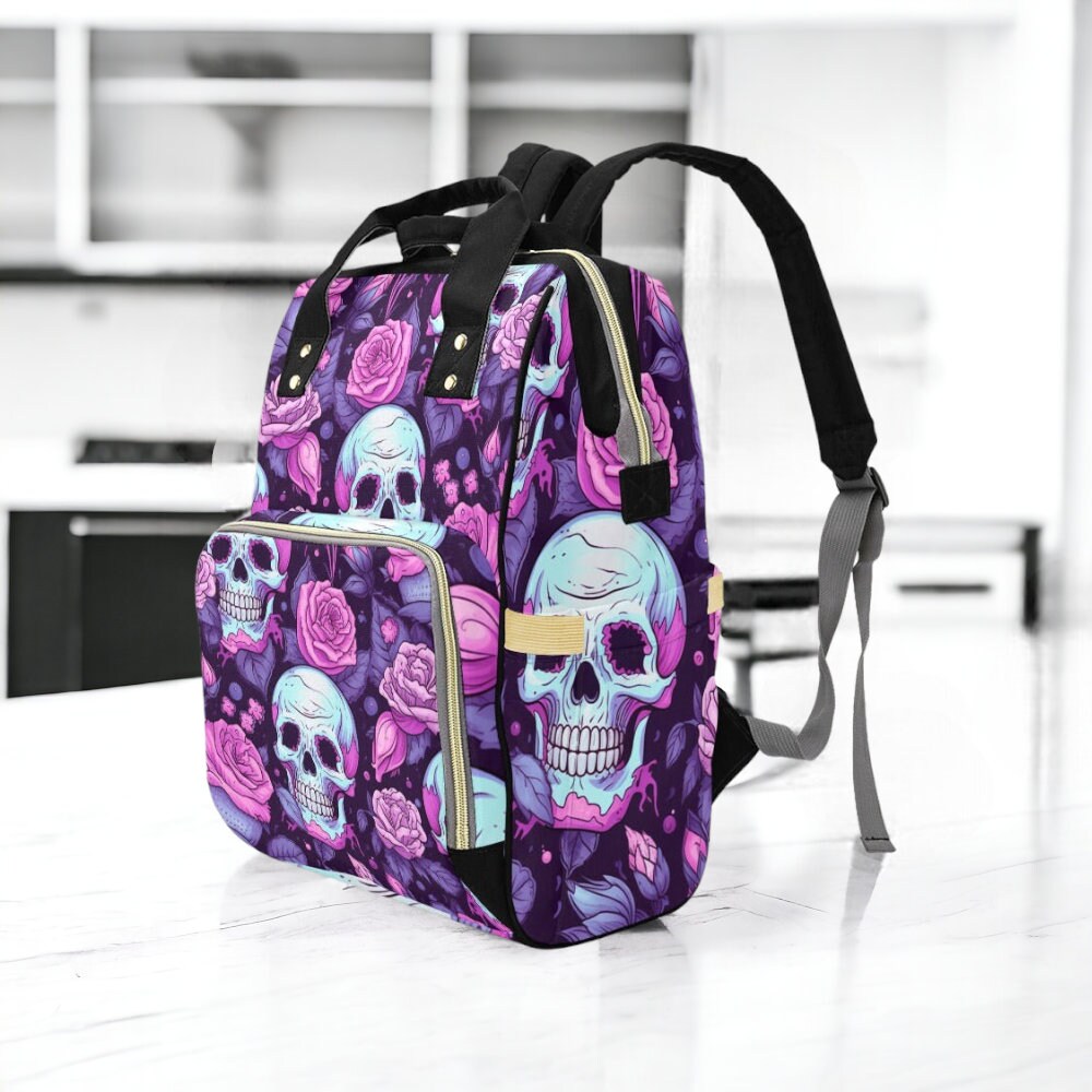 Vintage Skull Diaper Bag, Dark Anatomy Diaper Bag, Whimsigoth Baby Accessories, Dark Academia Baby Bag Alternative Mom Backpack Diaper Bag