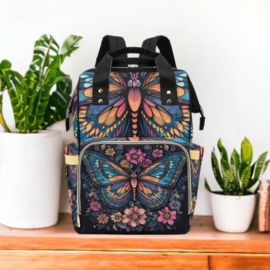 Celestial Butterflies Diaper Bag, Forestcore Diaper Backpack, Dark Cottagecore Baby Bag, Witchy Diaper Bag, Witchcore Baby Fairy Grunge Mama