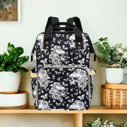 Vintage Skull Diaper Bag, Dark Anatomy Diaper Bag, Whimsigoth Baby Accessories, Dark Academia Baby Bag Alternative Mom Backpack Diaper Bag