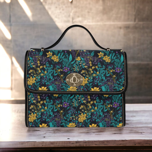 a purse sitting on top of a wooden table