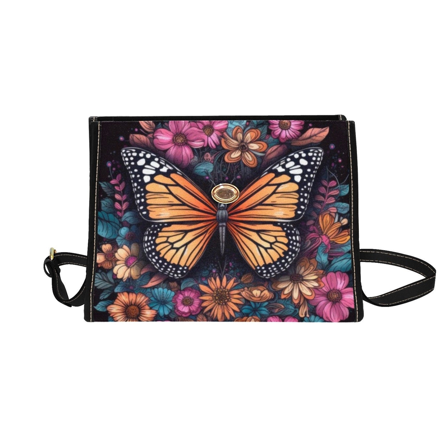 Magical Butterfly Celestial Satchel bag, Cottagecore spring forestcore crossbody purse, cute vegan leather strap goth bag hippies boho gift