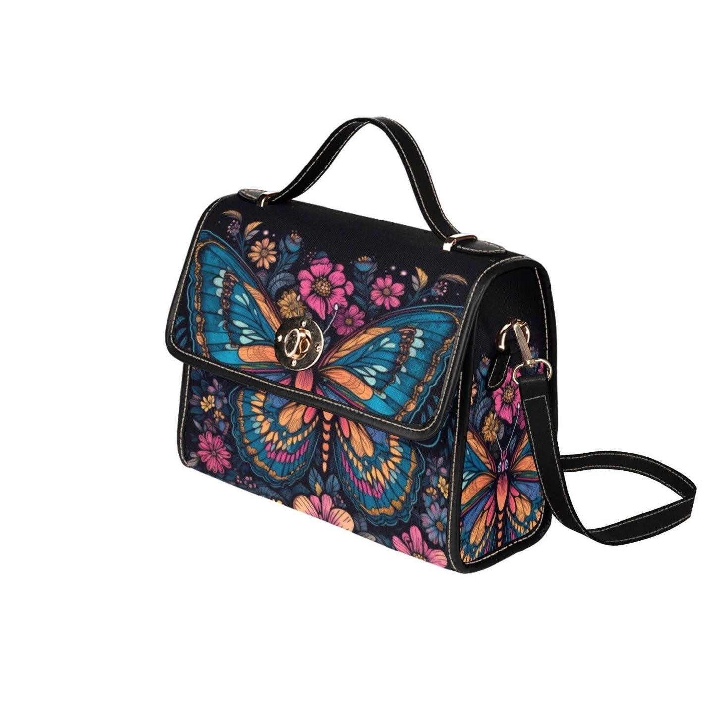 Magical Butterfly Celestial Satchel bag, Cottagecore spring forestcore crossbody purse, cute vegan leather strap goth bag hippies boho gift