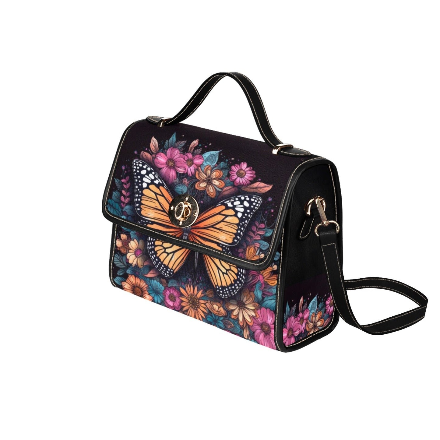 Magical Butterfly Celestial Satchel bag, Cottagecore spring forestcore crossbody purse, cute vegan leather strap goth bag hippies boho gift