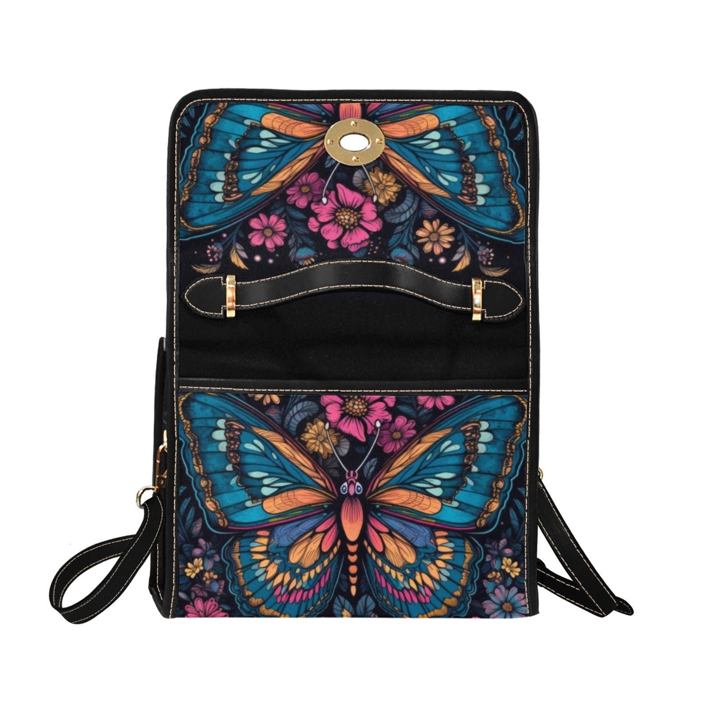 Magical Butterfly Celestial Satchel bag, Cottagecore spring forestcore crossbody purse, cute vegan leather strap goth bag hippies boho gift