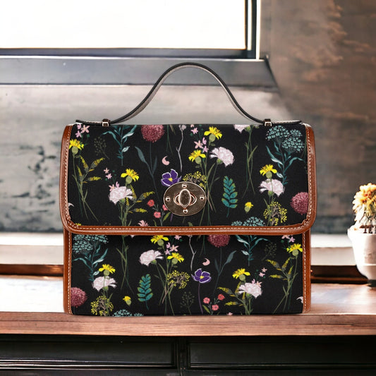 Witch Canvas Satchel bag, Dark Faecore Witchcore Cross Body purse, Canvas Witch Handbag, Mystical Fairy Mushrooms Boho Purse