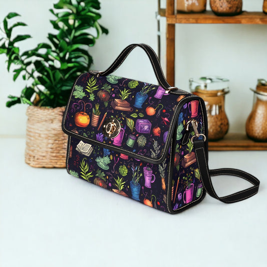 a colorful handbag sitting on top of a table