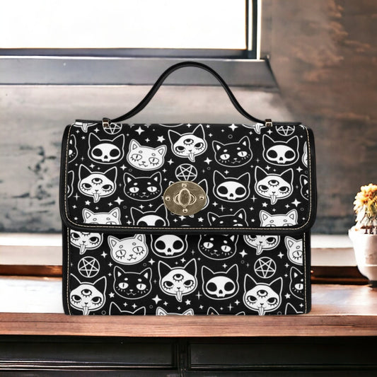 Spooky Cats Goth Satchel Bag, Pastel Goth Purse, Nu Goth, Occult Symbol, Kawaii Goth, Alternative Girls, Esoteric Symbol, Witchy Vibes