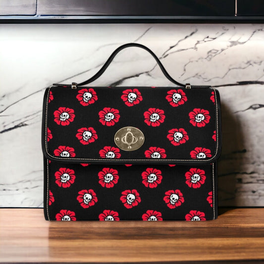Skull Flowers Goth Satchel Bag, Pastel Goth Purse, Nu Goth, Occult Symbol, Kawaii Goth, Alternative Girls, Esoteric Symbol, Witchy Vibes